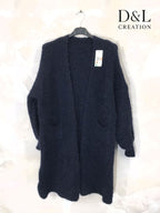 Fluffy long cardigan with pockets
