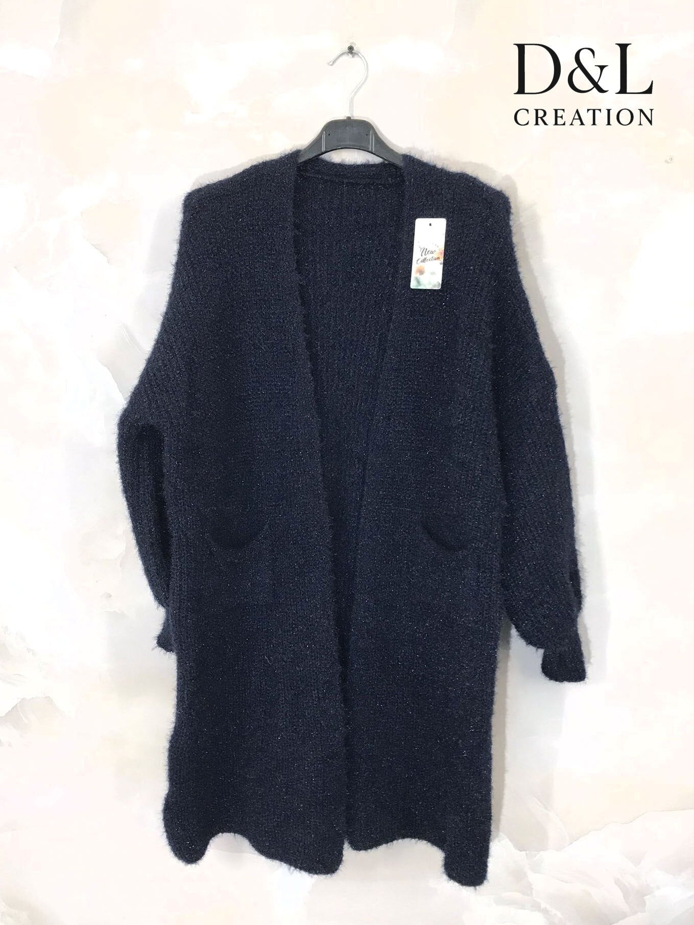 Fluffy long cardigan with pockets