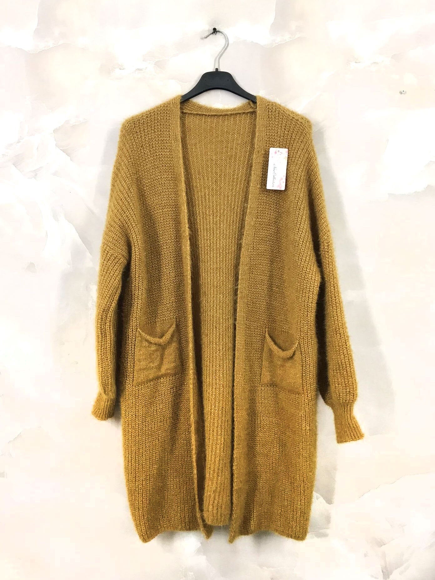 Fluffy long cardigan with pockets