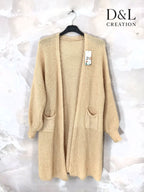 Fluffy long cardigan with pockets