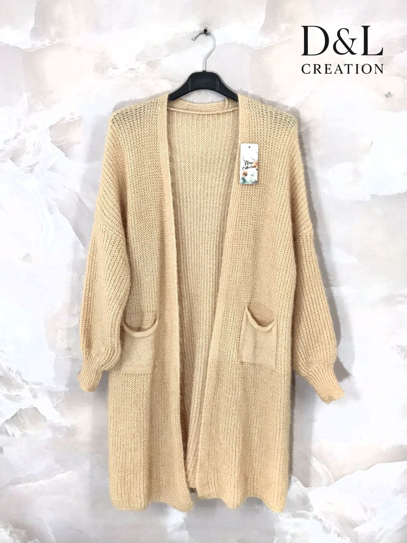 Fluffy long cardigan with pockets