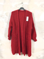 Fluffy long cardigan with pockets