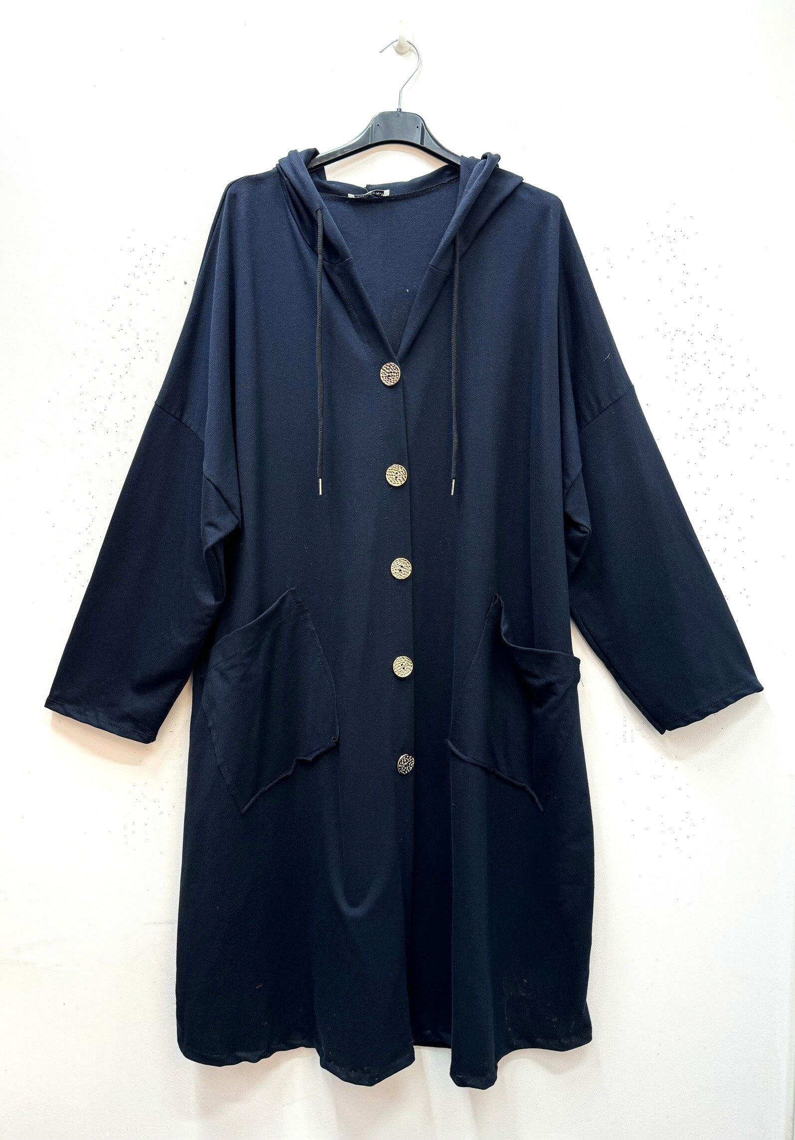 Long cotton cardigan with wing print on the back i Stor Storlek