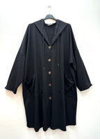 Long cotton cardigan with wing print on the back i Stor Storlek