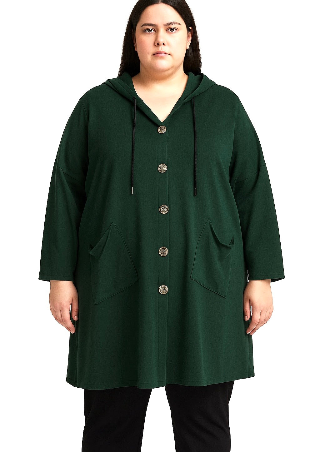 Long cotton cardigan with wing print on the back i Stor Storlek