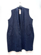 Long cardigan with a soft boiled wool feel i Stor Storlek