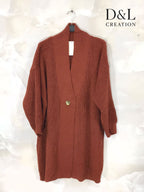 Long knit cardigan with button sizes 38 to 52 i Plus Size