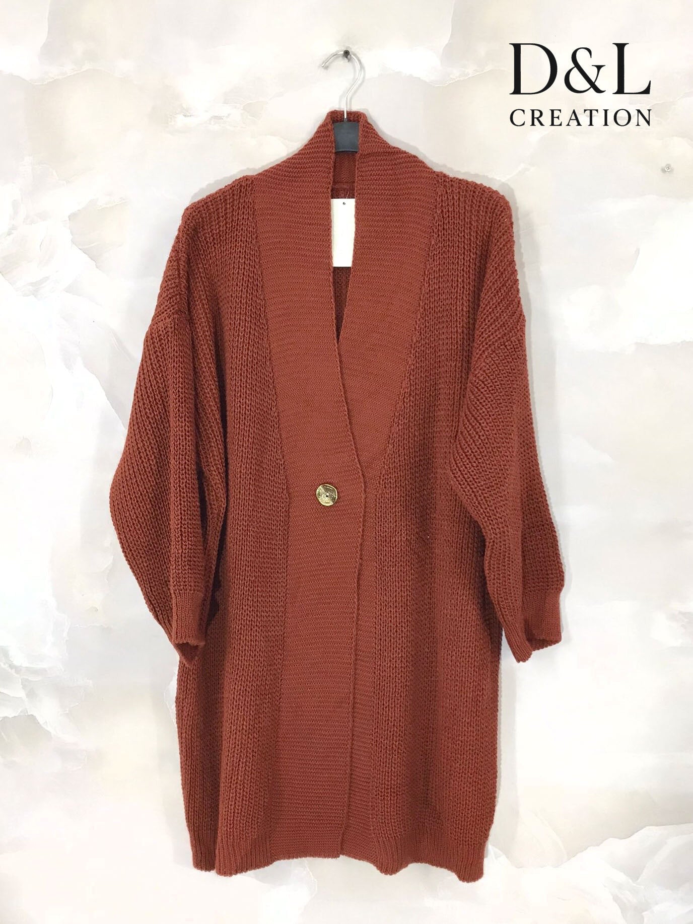 Long knit cardigan with button sizes 38 to 52 i Plus Size
