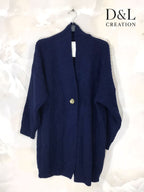 Long knit cardigan with button sizes 38 to 52 i Plus Size