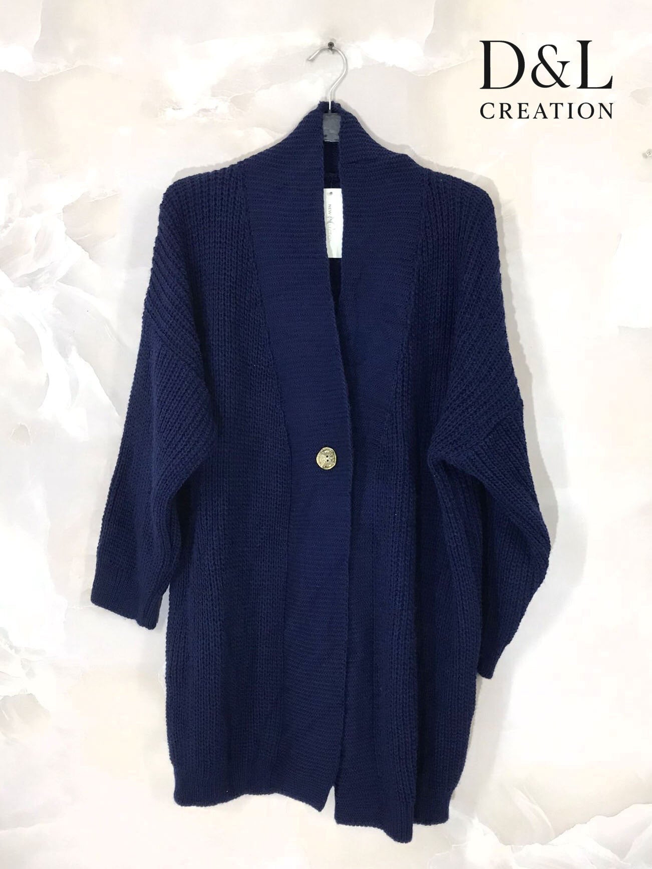 Long knit cardigan with button sizes 38 to 52 i Plus Size