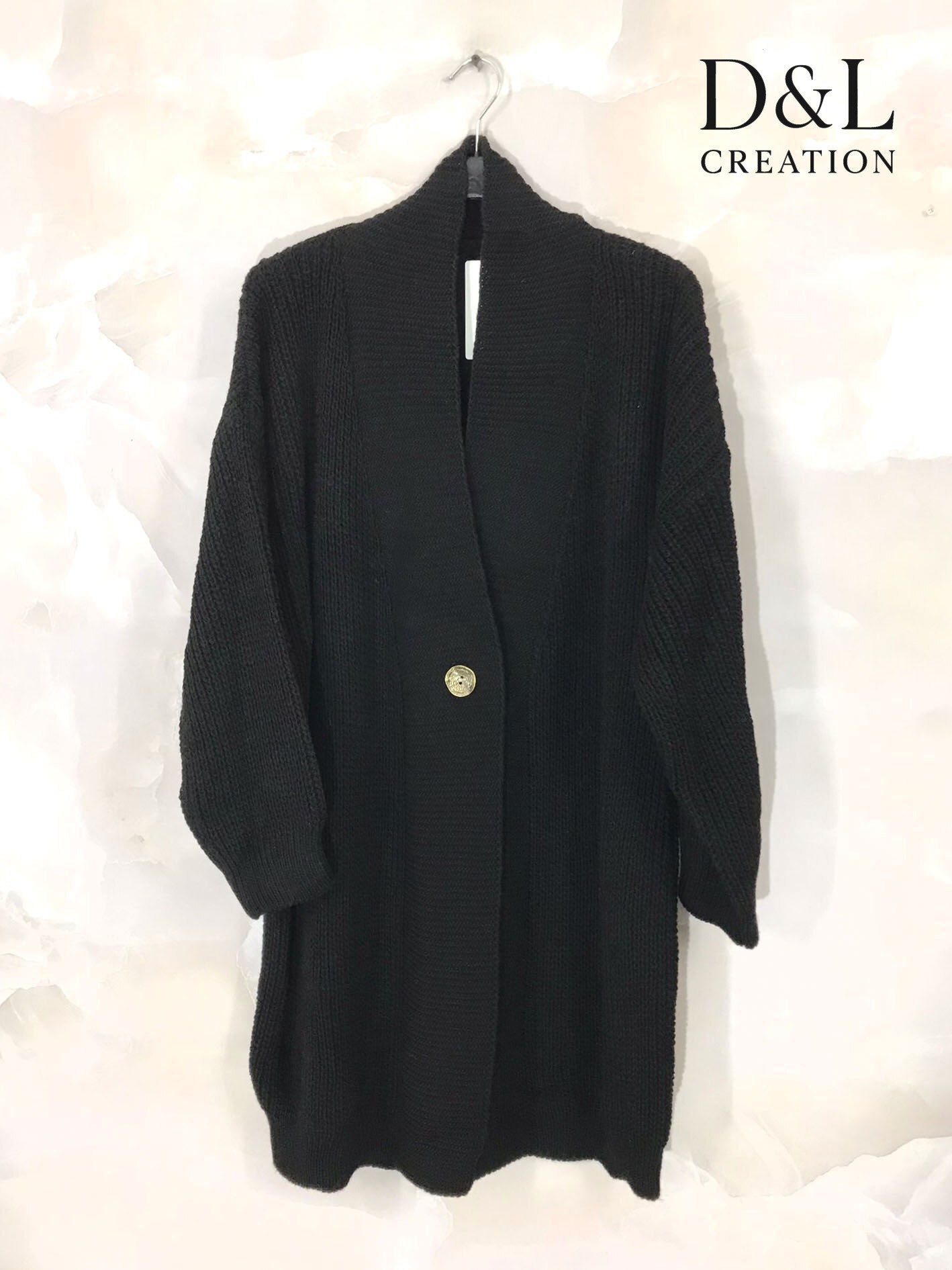 Long knit cardigan with button sizes 38 to 52 i Plus Size