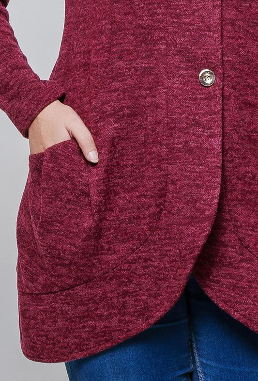Plus Size Lång Cardigan med Fickor