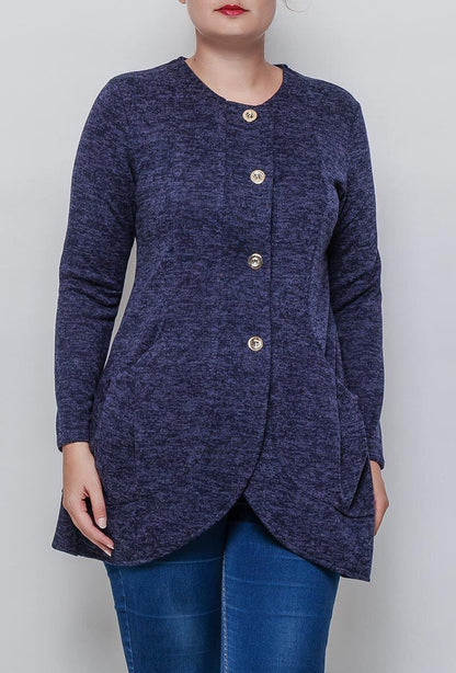 Plus Size Lång Cardigan med Fickor