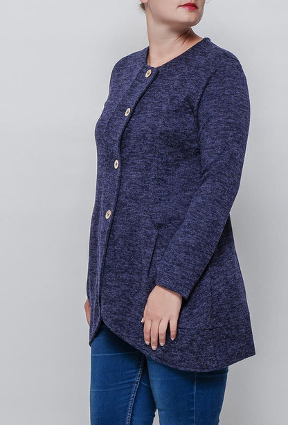 Plus Size Lång Cardigan med Fickor