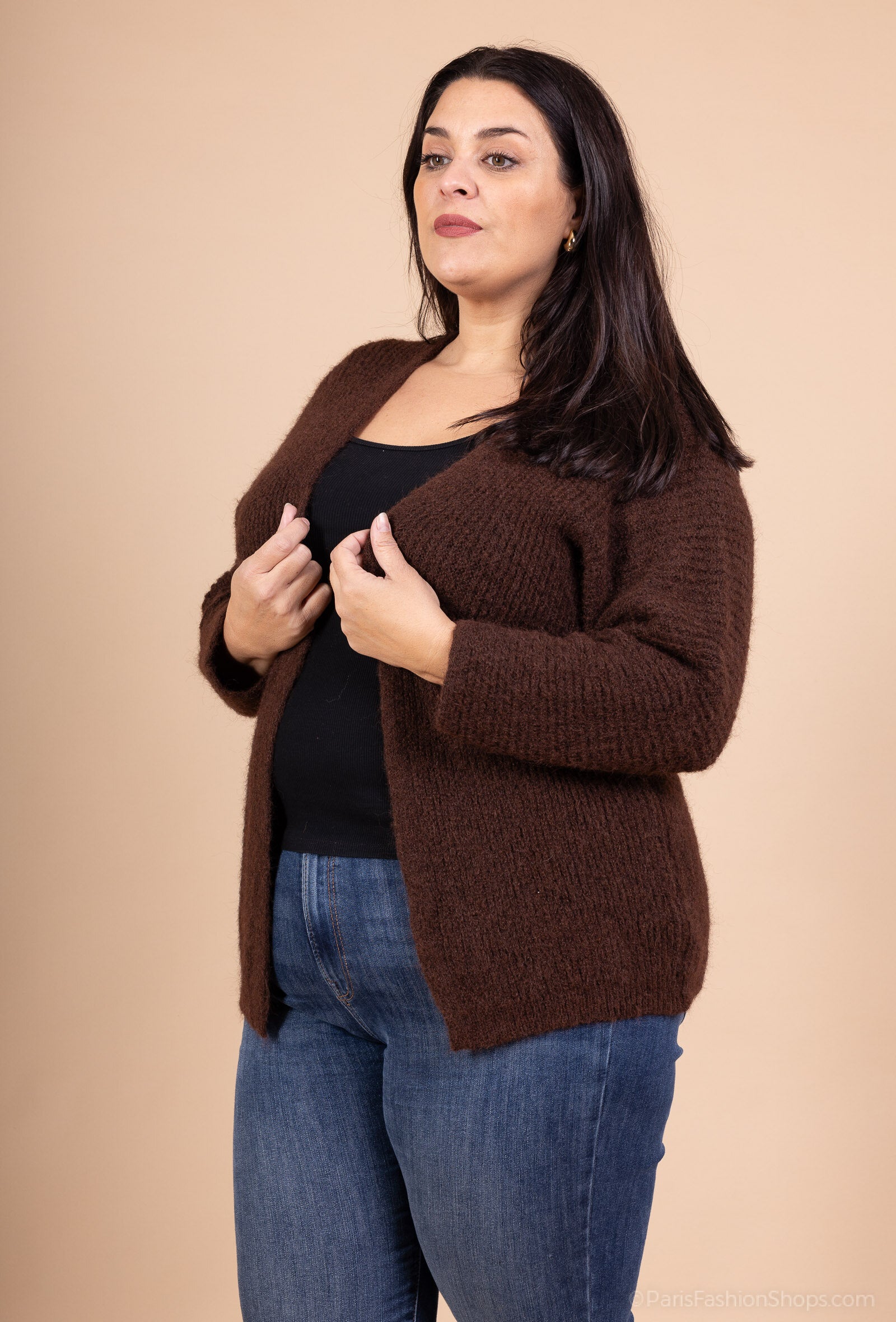 Öppen cardigan med alpacka och superstretchig ull, storlekar 38 till 52