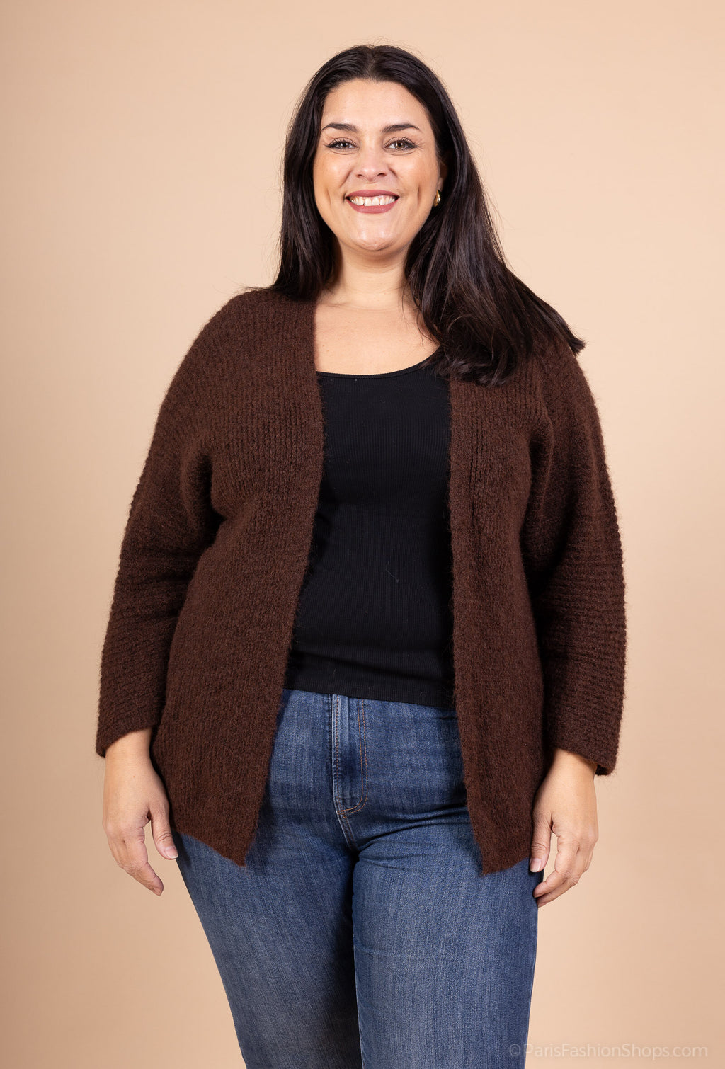 Open cardigan with alpaca and super stretch wool