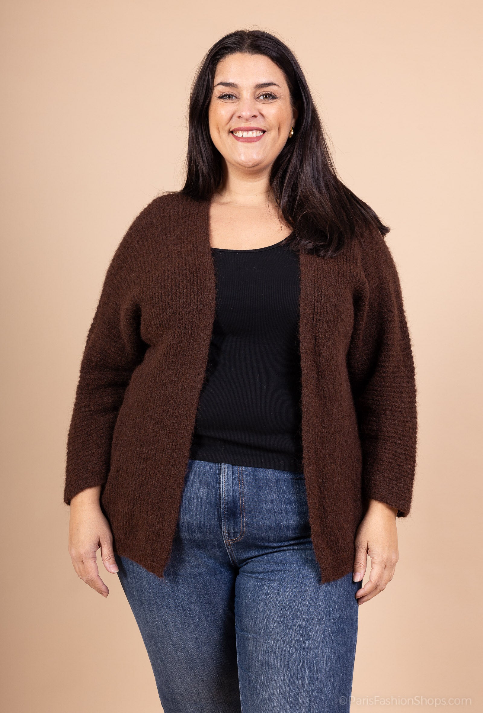 Open cardigan with alpaca and super stretch wool