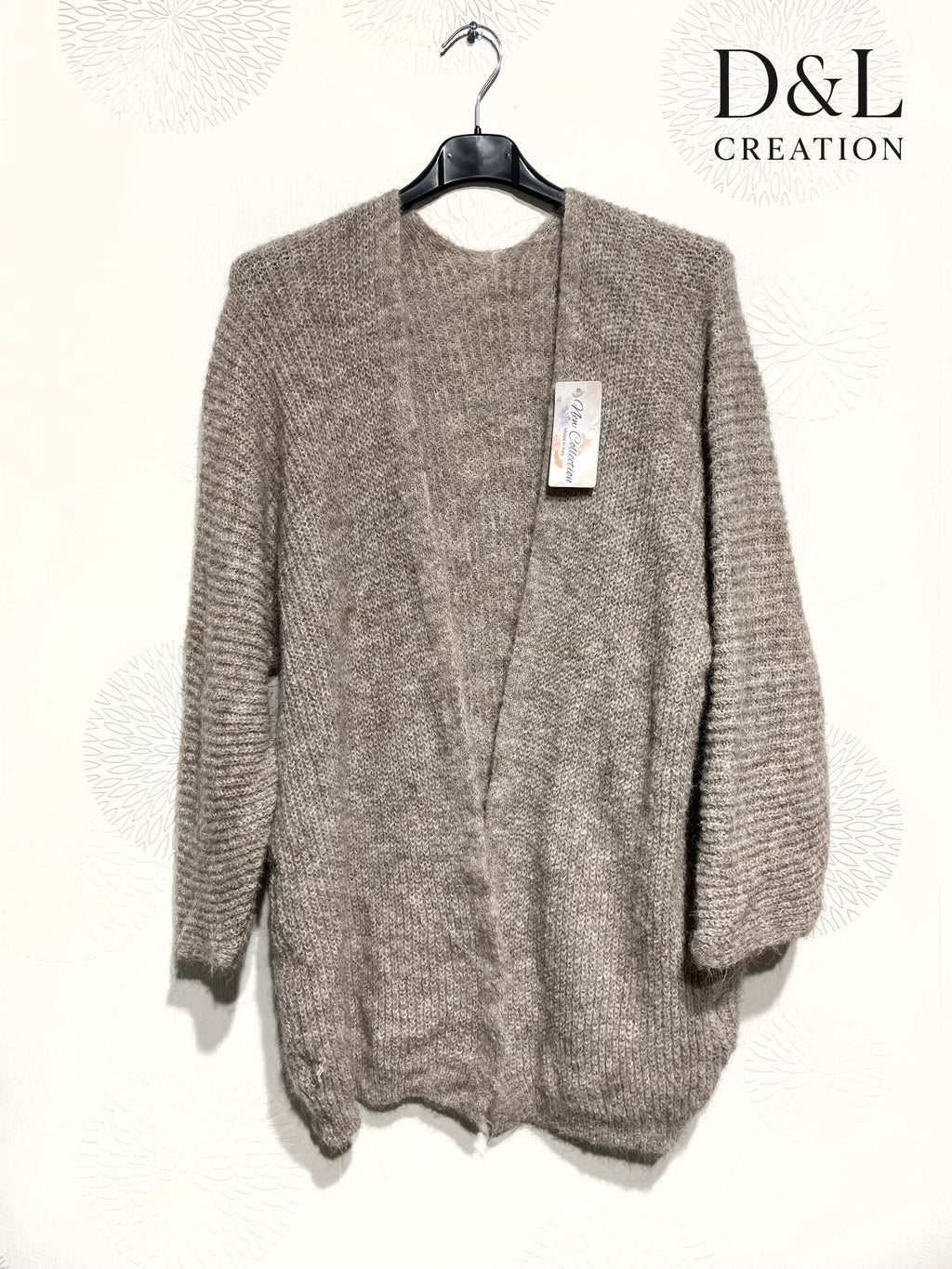 Open cardigan with alpaca and super stretch wool