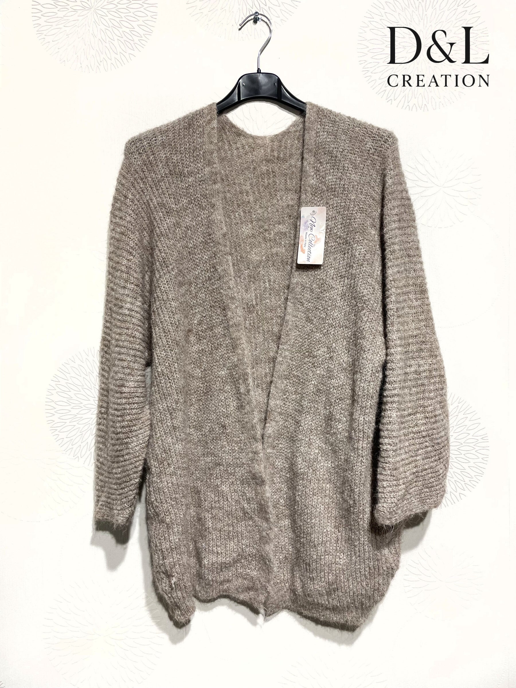 Open cardigan with alpaca and super stretch wool