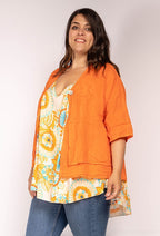 Plus Size Öppen Linneväst