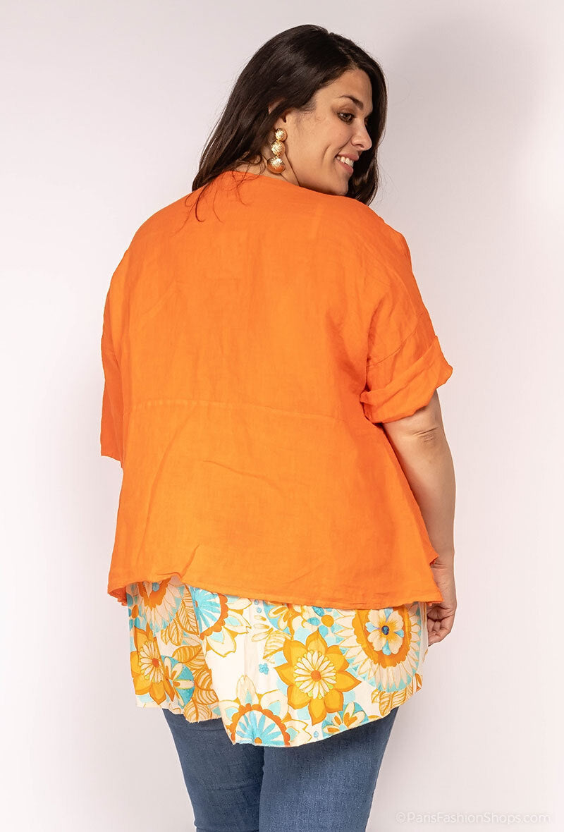 Plus Size Öppen Linneväst