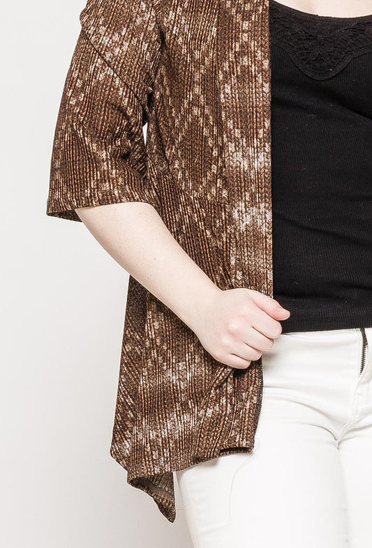 Plus Size Printad Öppen Kardiagan