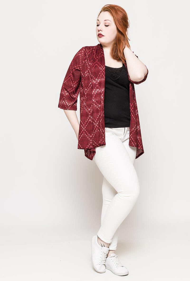 Plus Size Printed open cardigan
