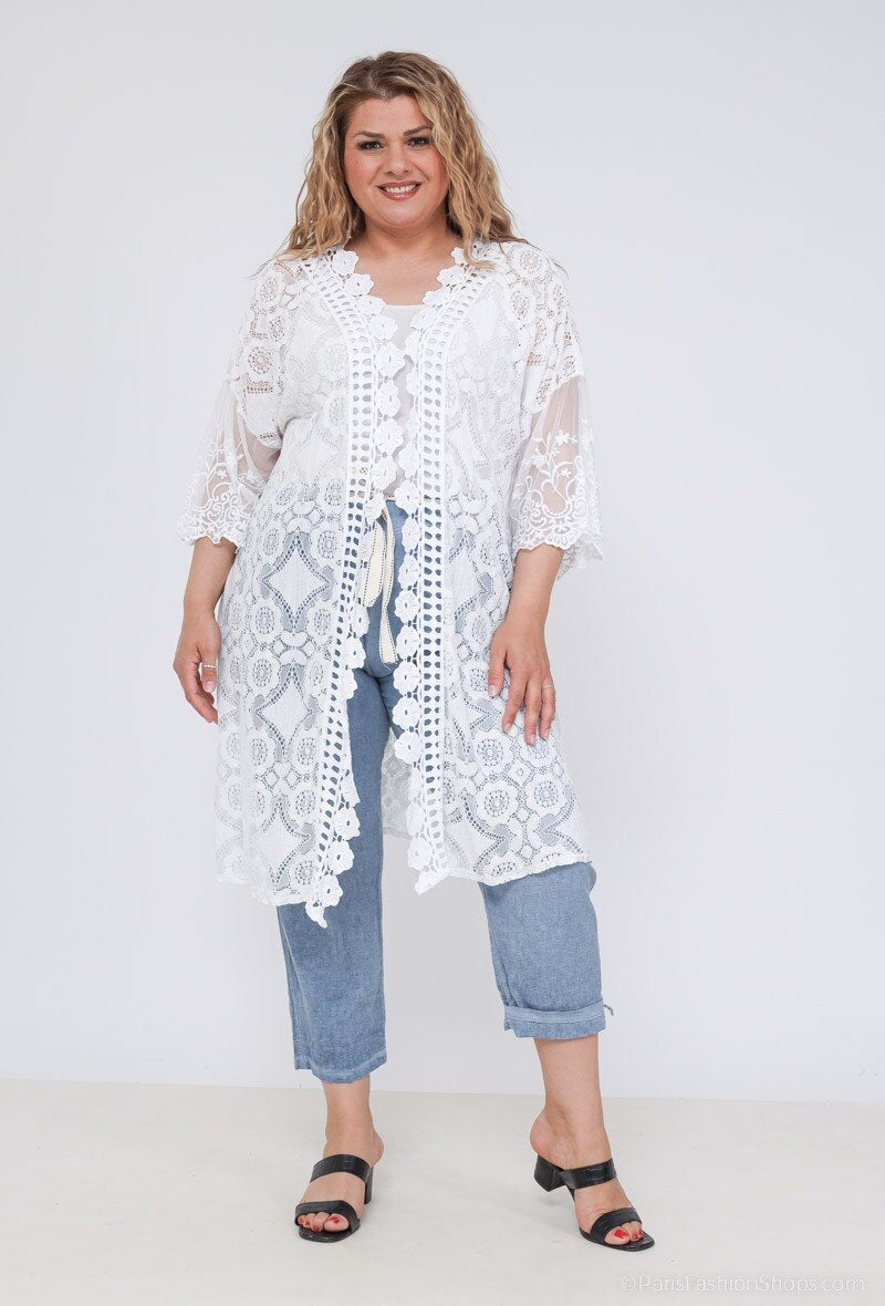 Plus Size Open lace cardigan/ kimono