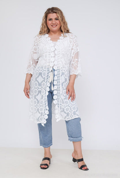 Plus Size Open lace cardigan/ kimono