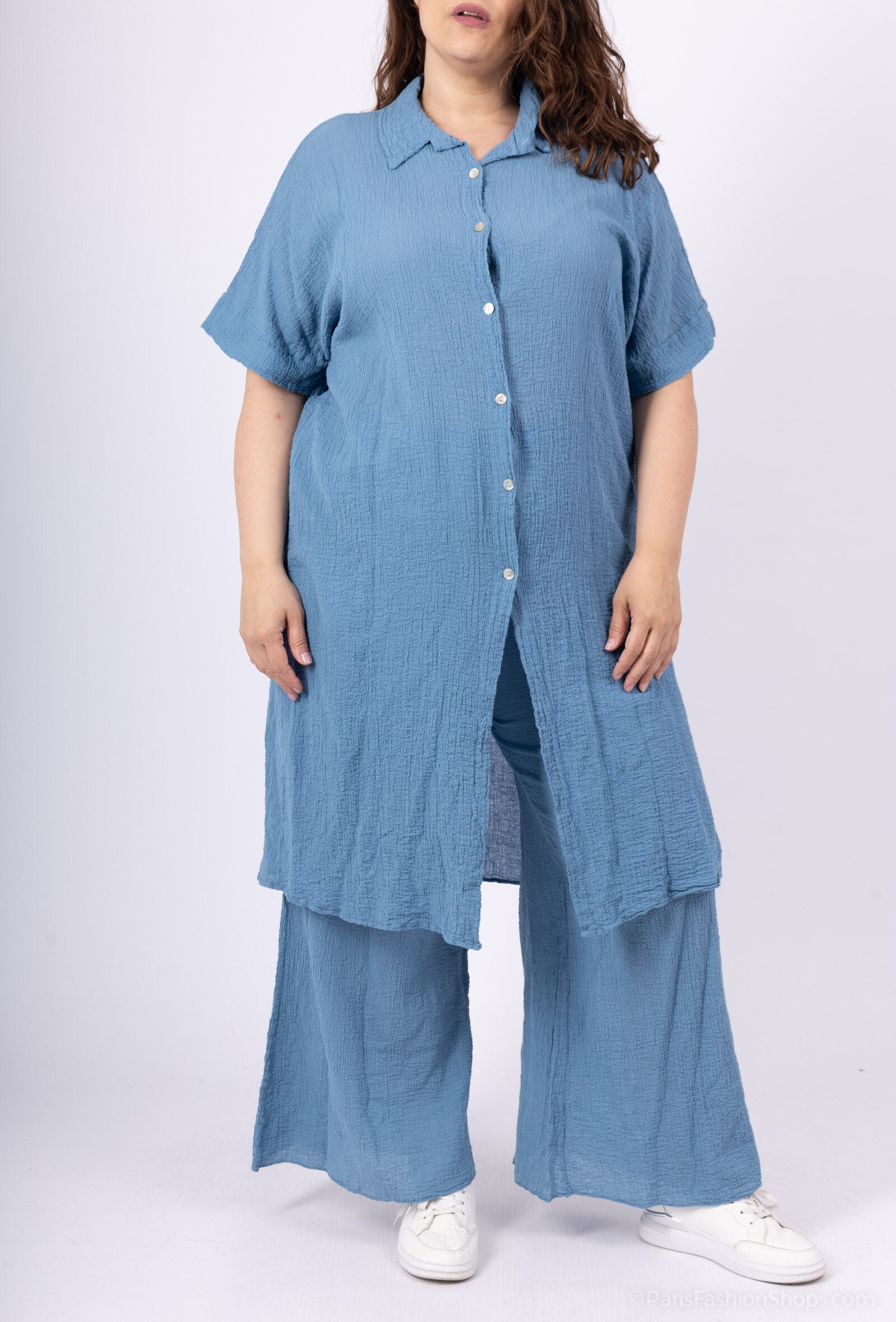 Plus Size Vest / Long dress / Long shirt in Embarly Cotton Ultra Strech T38 at T52