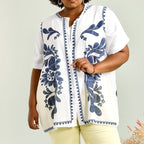 Plus Size Tryckt Ärmless Väst