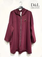 Soft plus-size sportswear cardigan with sun brooch