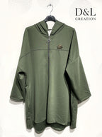 Soft plus-size sportswear cardigan with sun brooch