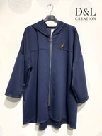 Soft plus-size sportswear cardigan with sun brooch