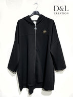 Soft plus-size sportswear cardigan with sun brooch