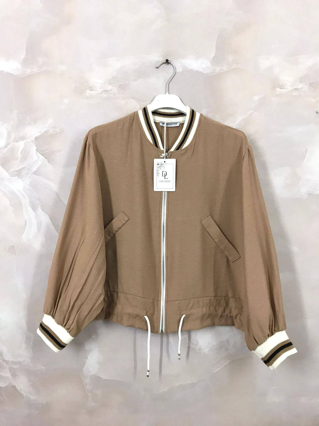 Plus Size Short and slim bomber style vest with fake pockets sizes 38 to 50