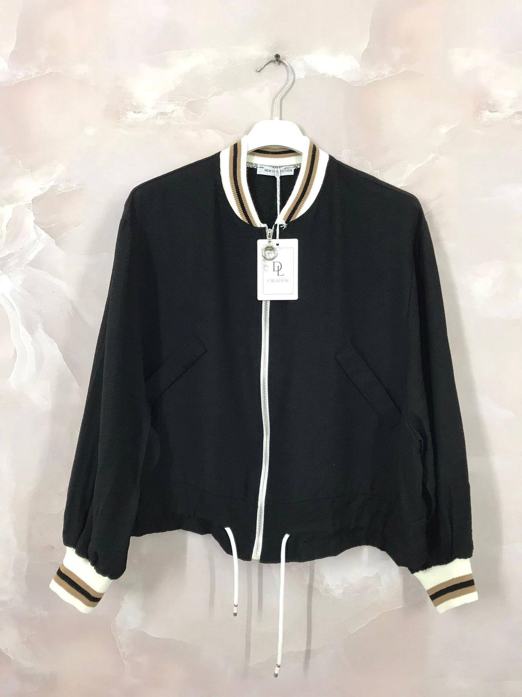 Plus Size Kort och Slim Bomber Västar med Falska Fickor