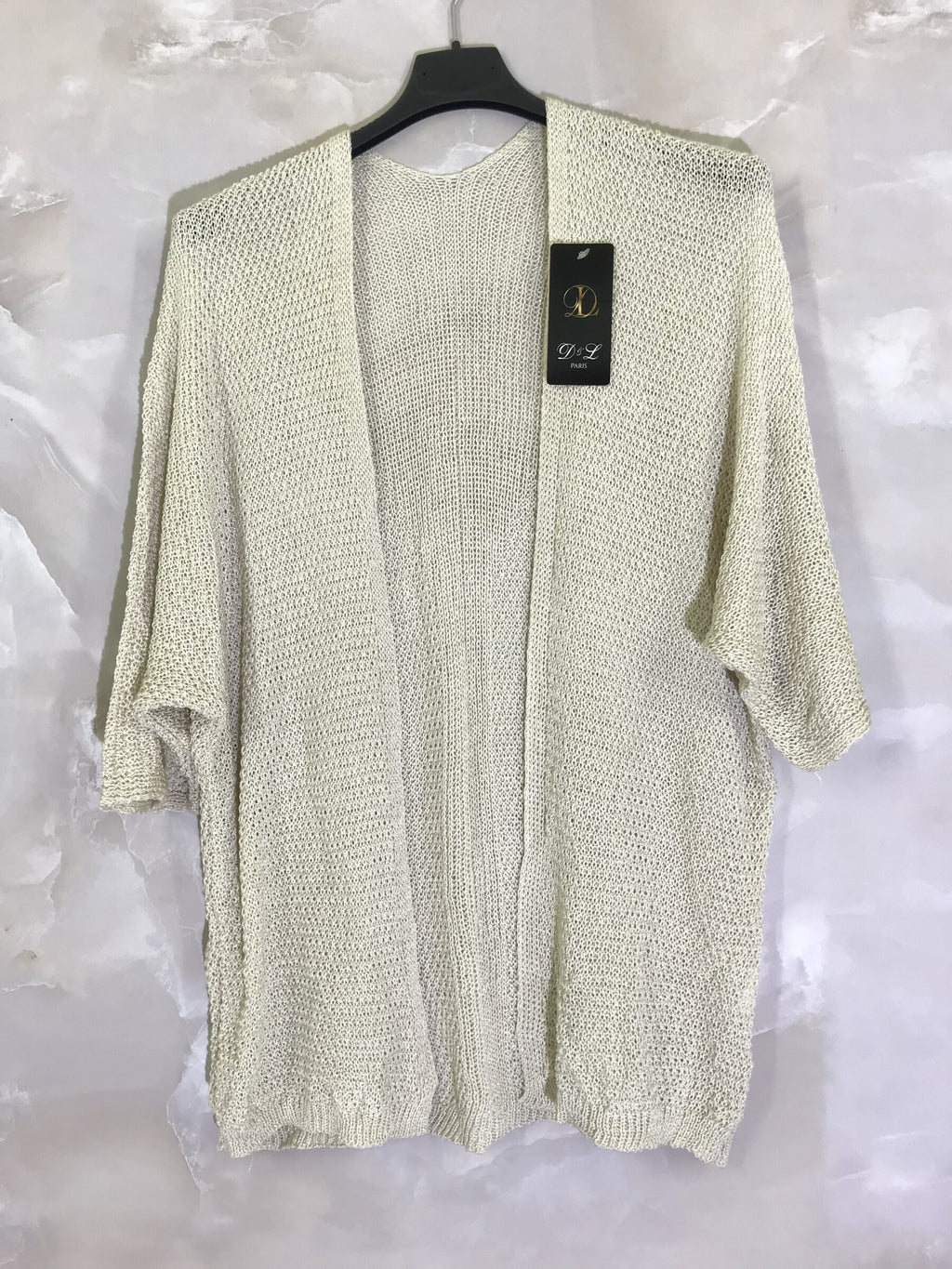 Fine knitted cardigan with half-long sleeves i Stor Storlek