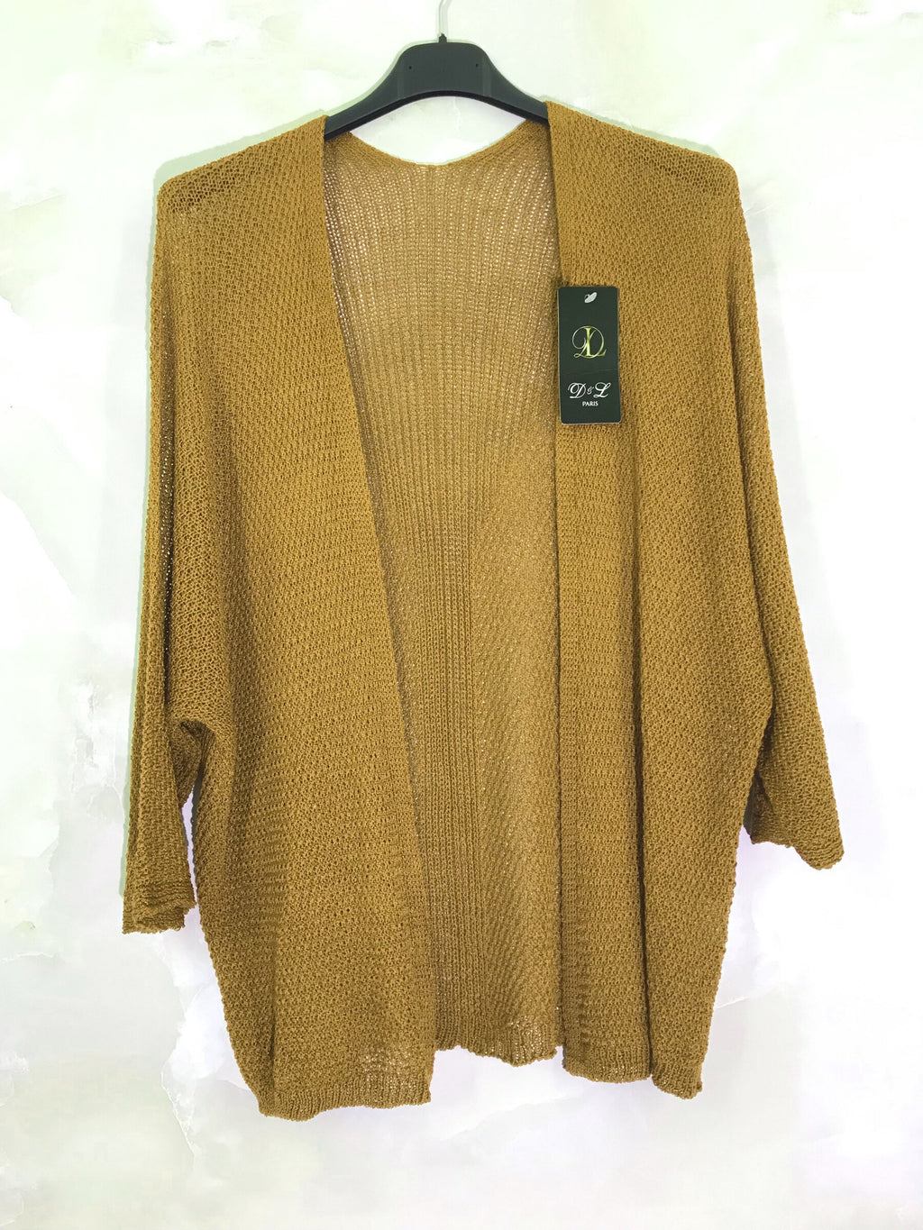 Fine knitted cardigan with half-long sleeves i Stor Storlek