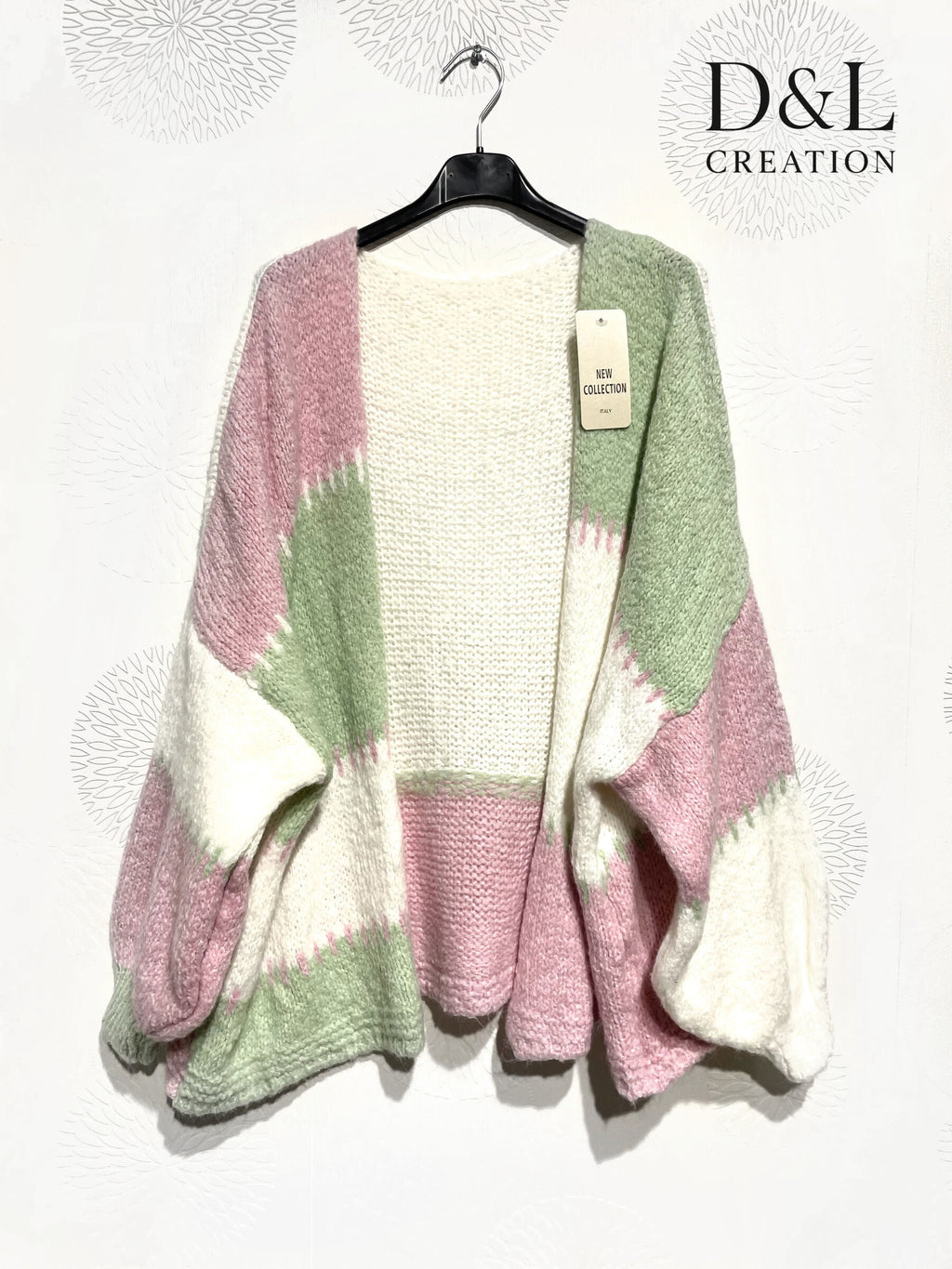 Plus Size Patchwork Knit Cardigan i Stor Storlek 40 till 56