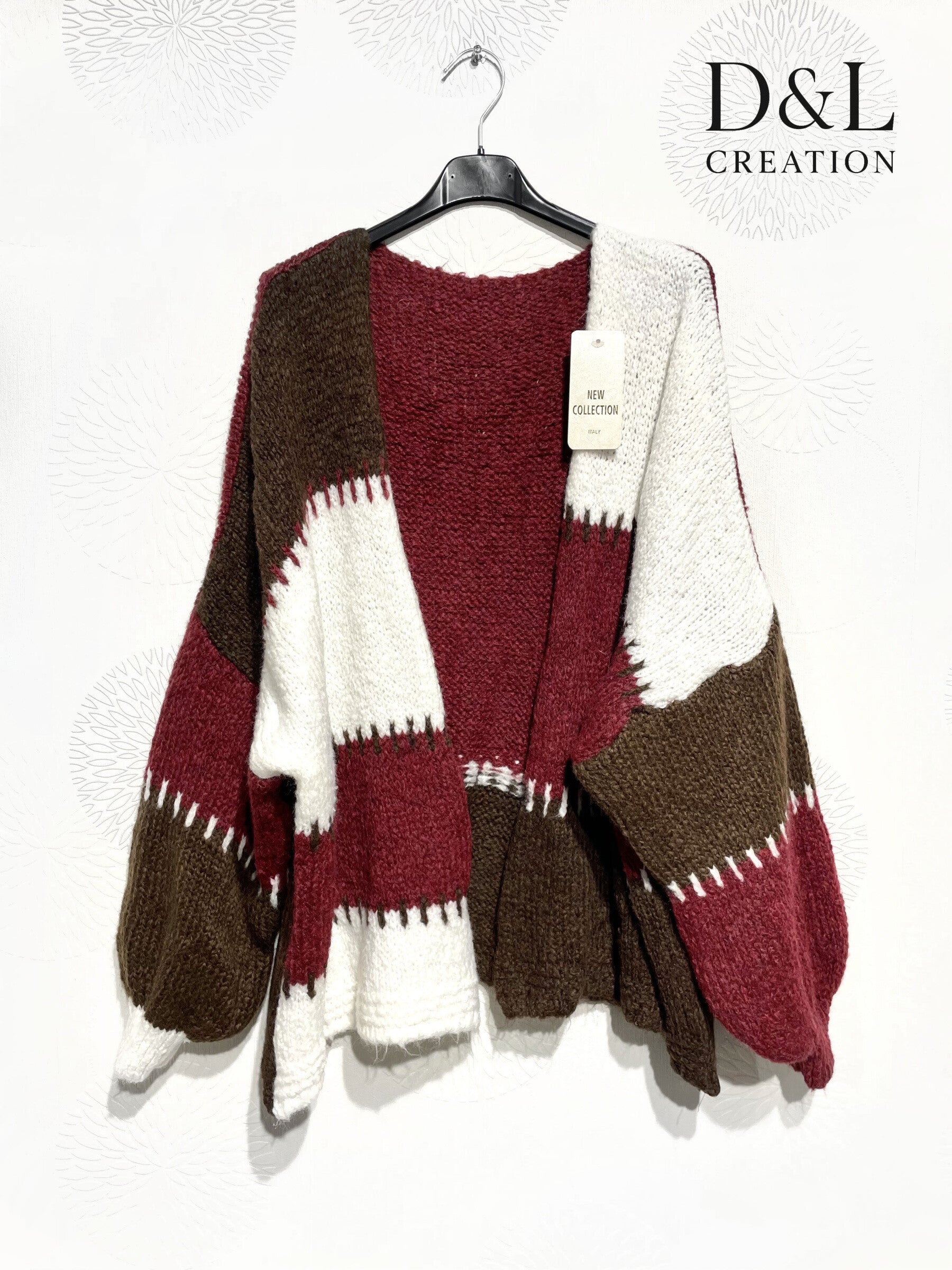 Plus size patchwork knit cardigan sizes 40 to 56 i Stor Storlek