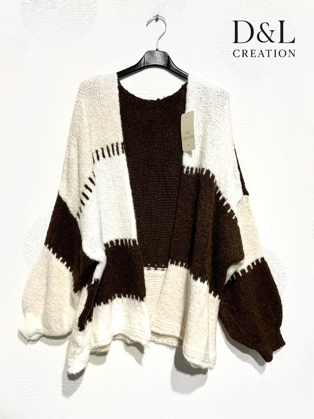 Plus size patchwork knit cardigan sizes 40 to 56 i Stor Storlek