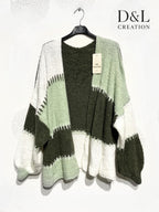 Plus size patchwork knit cardigan sizes 40 to 56 i Stor Storlek