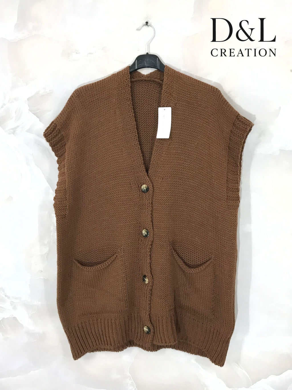 Sleeveless knit vest with pockets sizes 38 to 50 i Plus Size
