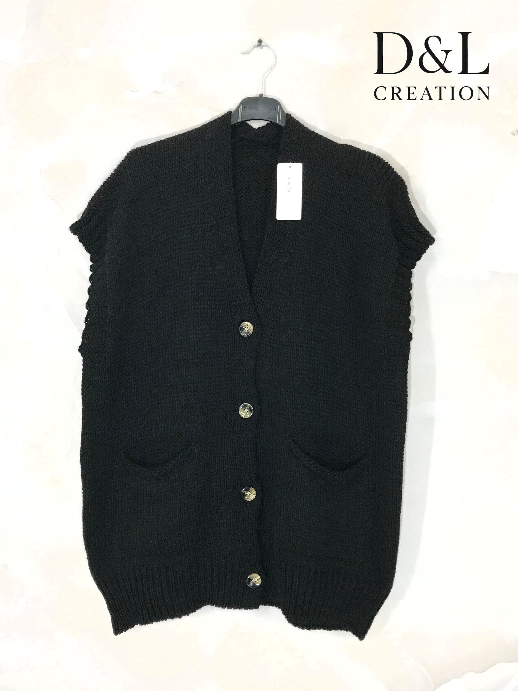 Sleeveless knit vest with pockets sizes 38 to 50 i Plus Size