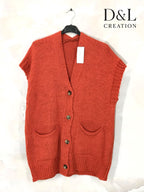 Sleeveless knit vest with pockets sizes 38 to 50 i Plus Size