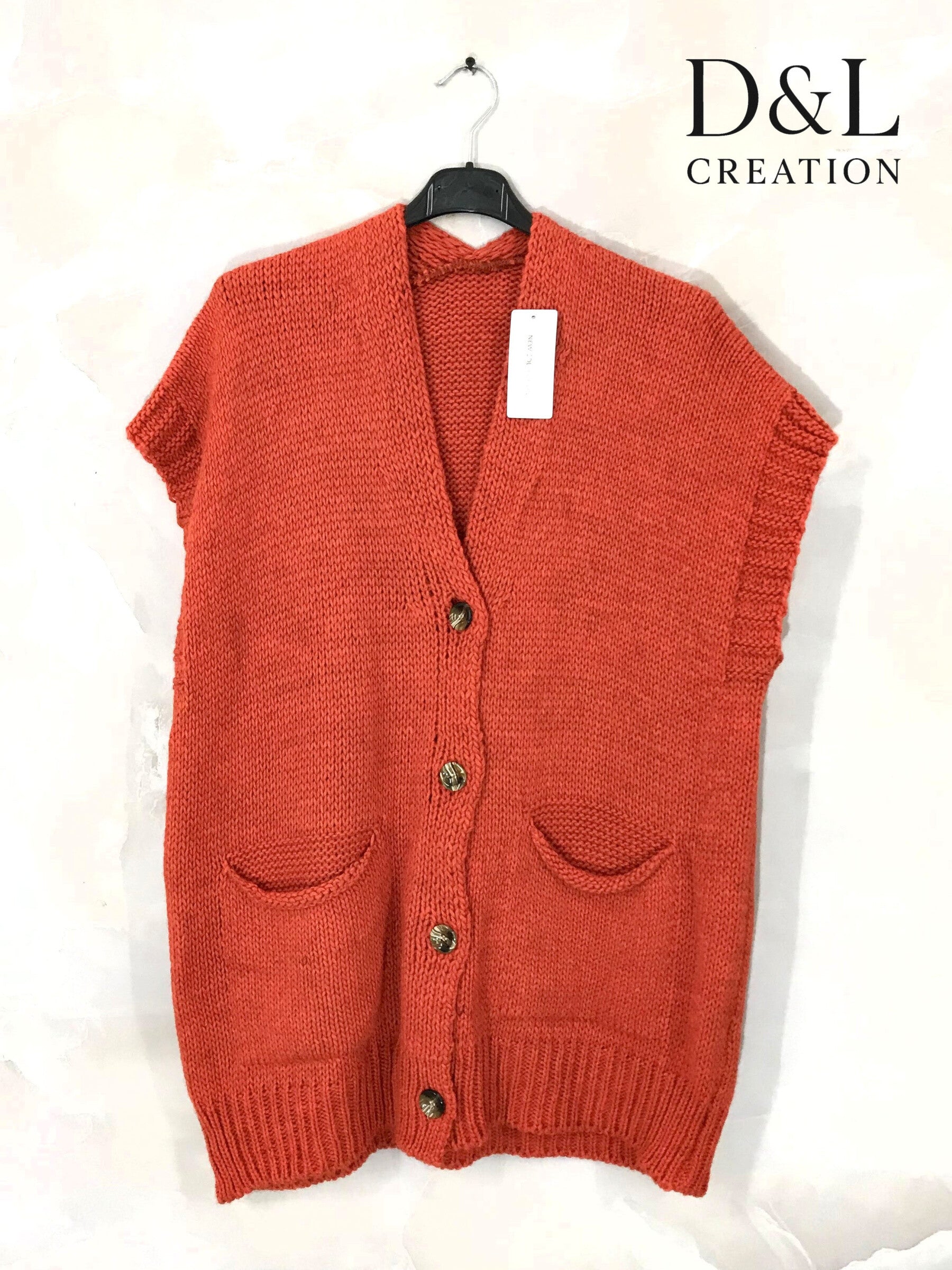 Sleeveless knit vest with pockets sizes 38 to 50 i Plus Size