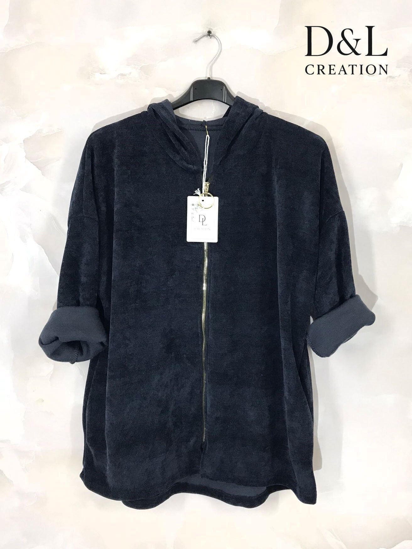 Velvet zip-up vest sizes 38 to 52 i Plus Size
