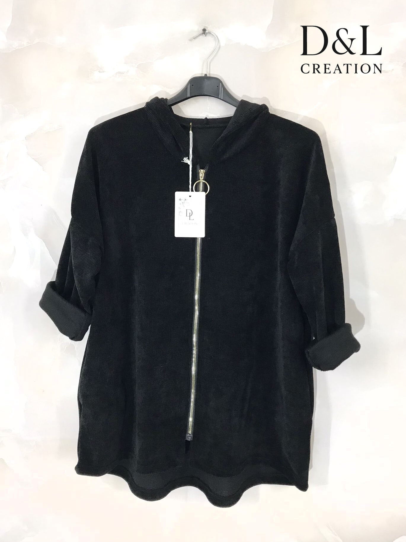 Velvet zip-up vest sizes 38 to 52 i Plus Size