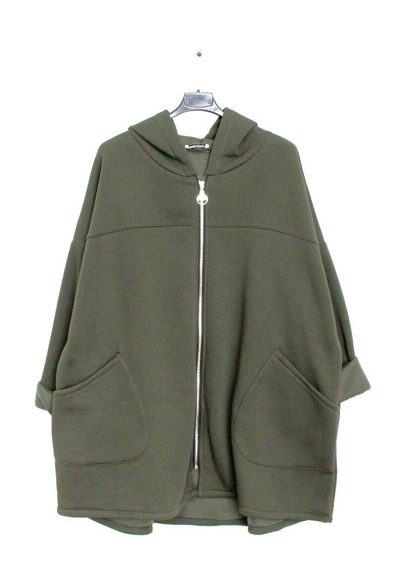 Thick fleece-lined zip-up hoodie i Stor Storlek